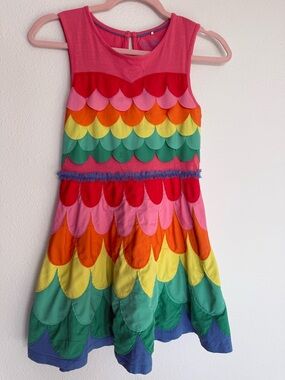Mini Boden Rainbow Scallop Tiered Dress - Multicolored, Bright, Colorful, Fun